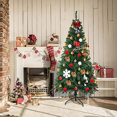 1pc Artificial Christmas Tree Spruce Hinged Xmas Tree Metal Stand Indoors&Outdoo