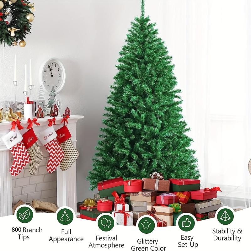 1pc Artificial Christmas Tree Spruce Hinged Xmas Tree Metal Stand Indoors&Outdoo