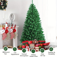 1pc Artificial Christmas Tree Spruce Hinged Xmas Tree Metal Stand Indoors&Outdoo