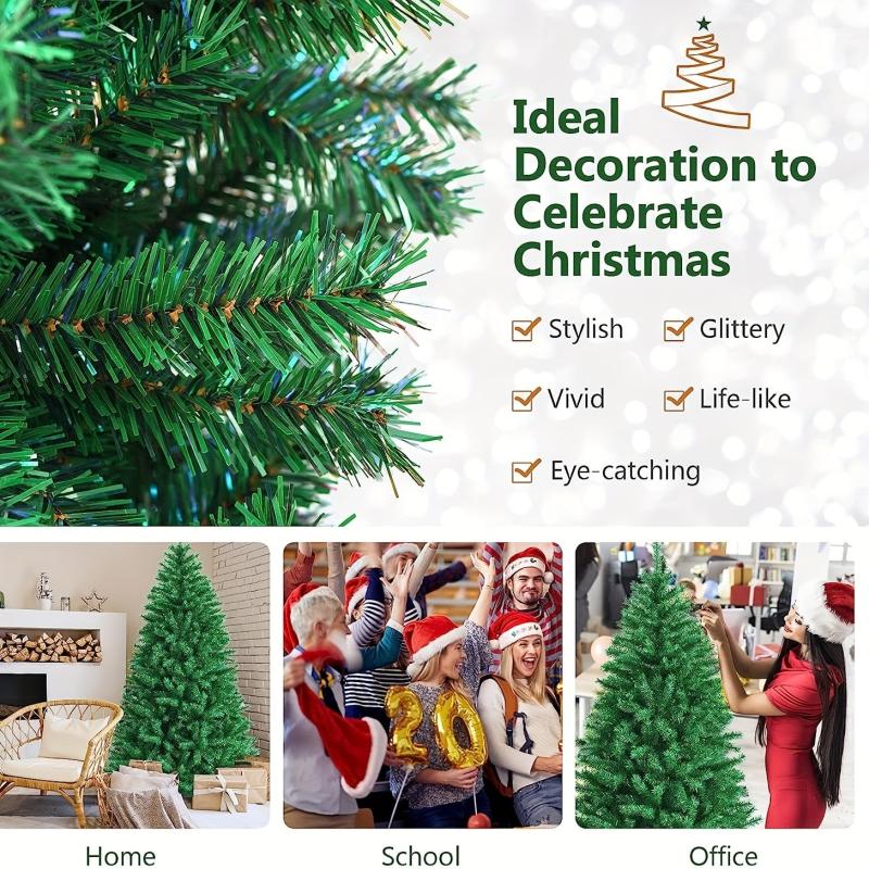 1pc Artificial Christmas Tree Spruce Hinged Xmas Tree Metal Stand Indoors&Outdoo