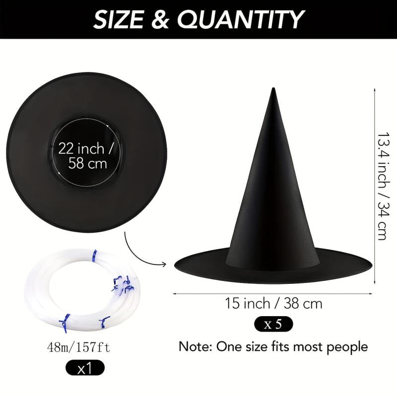 5pcs Witch Hats for Halloween Costume and Party Accessories