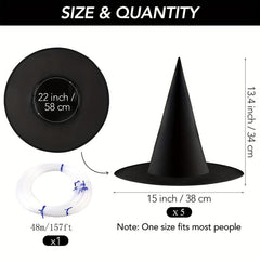 5pcs Witch Hats for Halloween Costume and Party Accessories