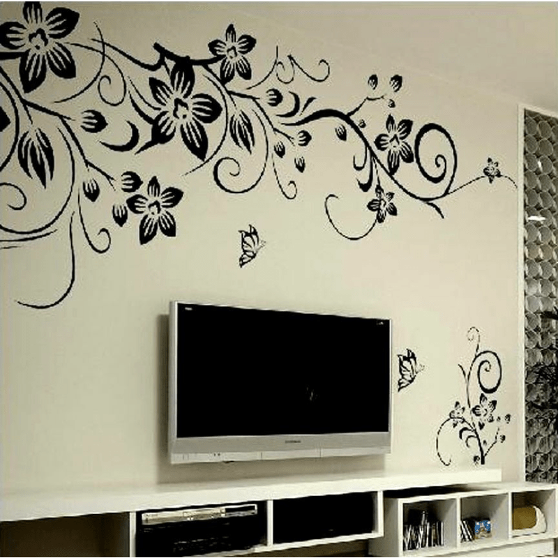Flowers Butterflies Wall Sticker Room Decor Bedroom Entrance Kitchen Decoration