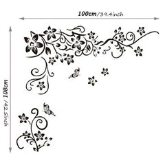 Flowers Butterflies Wall Sticker Room Decor Bedroom Entrance Kitchen Decoration