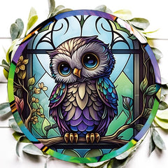Owl Stained Glass Suncatcher Window Ornament Bird Decor