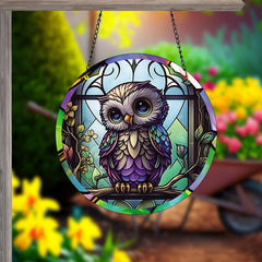 Owl Stained Glass Suncatcher Window Ornament Bird Decor
