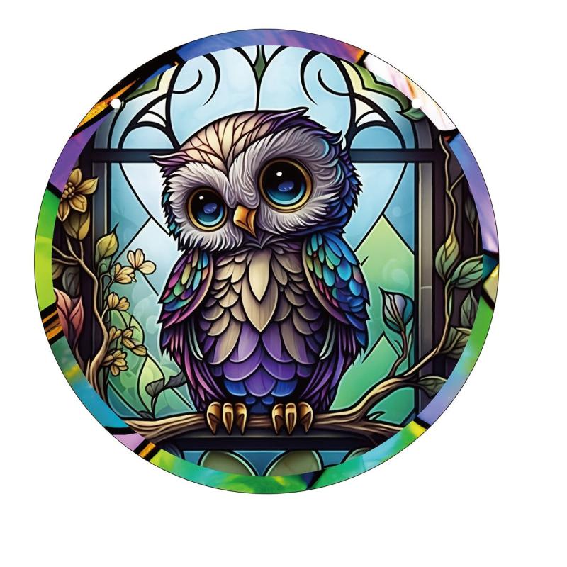 Owl Stained Glass Suncatcher Window Ornament Bird Decor