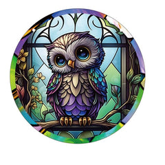 Owl Stained Glass Suncatcher Window Ornament Bird Decor