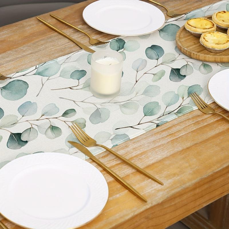 Printed Linen Blend Table Runner 33x182cm Spring Summer Room Decor