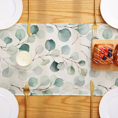 Printed Linen Blend Table Runner 33x182cm Spring Summer Room Decor