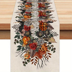 Halloween Pumpkin Floral Table Runner 33 02x182 88 Spider Web Holiday Decor