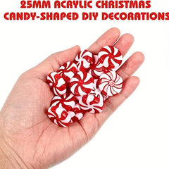 50pcs Peppermint Christmas Tree Ornaments Festive Holiday Decorations 25mm