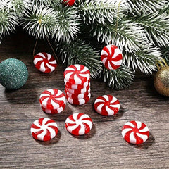 50pcs Peppermint Christmas Tree Ornaments Festive Holiday Decorations 25mm