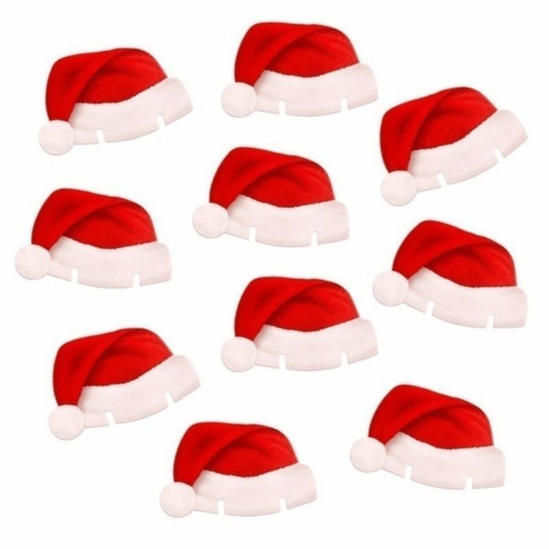 20pcs Christmas Hat Red Wine Cup Card Xmas Decoration