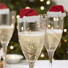 20pcs Christmas Hat Red Wine Cup Card Xmas Decoration
