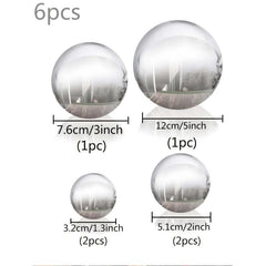 6pcs Stainless Steel Reflective Hollow Ball Garden Gazing Balls