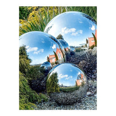 6pcs Stainless Steel Reflective Hollow Ball Garden Gazing Balls