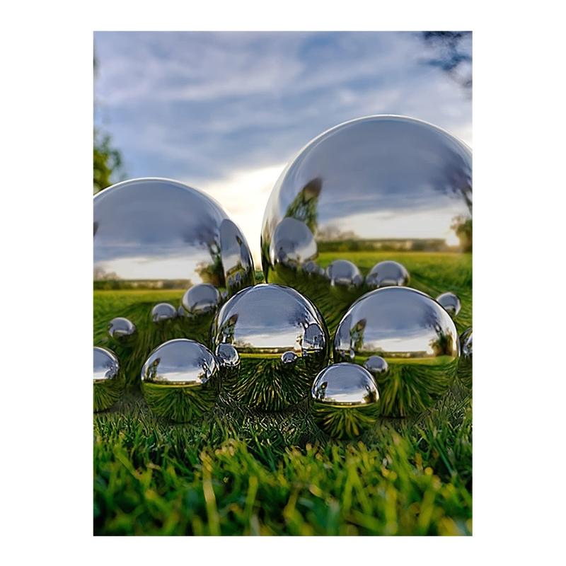 6pcs Stainless Steel Reflective Hollow Ball Garden Gazing Balls