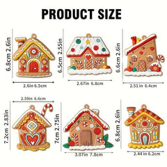 6pcs Rustic Gingerbread House Ornaments Christmas Tree Decoration