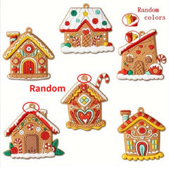 6pcs Rustic Gingerbread House Ornaments Christmas Tree Decoration