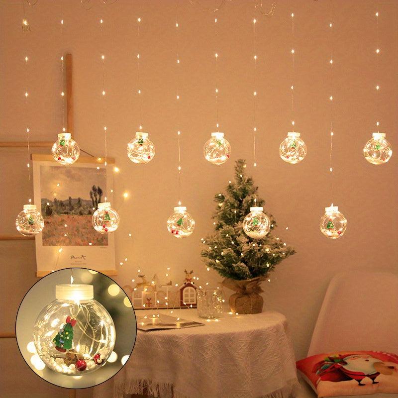 LED Christmas Curtain Lights Wishing Ball Old Man Snowman Christmas Tree