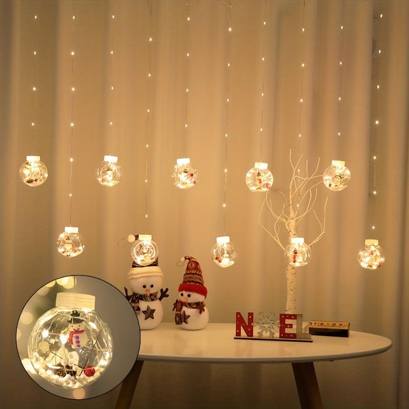 LED Christmas Curtain Lights Wishing Ball Old Man Snowman Christmas Tree