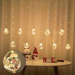 LED Christmas Curtain Lights Wishing Ball Old Man Snowman Christmas Tree