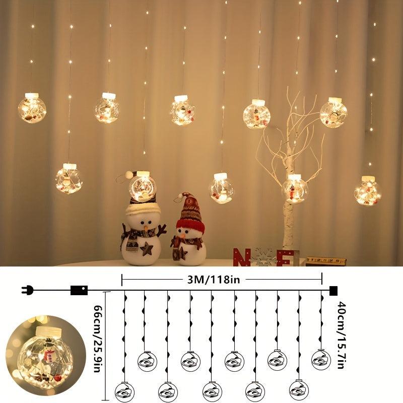 LED Christmas Curtain Lights Wishing Ball Old Man Snowman Christmas Tree