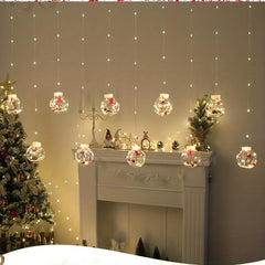 LED Christmas Curtain Lights Wishing Ball Old Man Snowman Christmas Tree