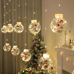 LED Christmas Curtain Lights Wishing Ball Old Man Snowman Christmas Tree