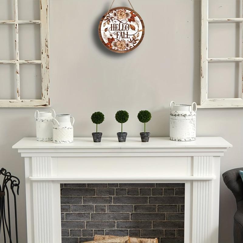 Hello Fall Wreath Sign for Wreaths 8x8inch Wall Decor