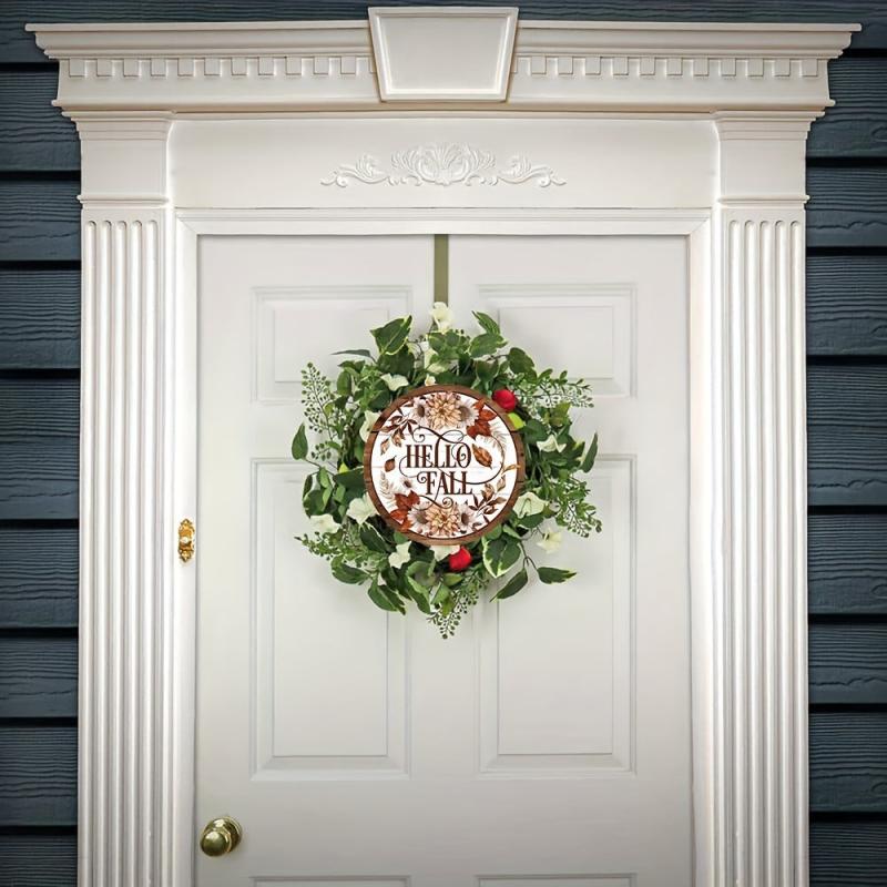 Hello Fall Wreath Sign for Wreaths 8x8inch Wall Decor