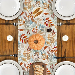 Fall Beige Eucalyptus Leaves Table Runner for Seasonal Kitchen Decor