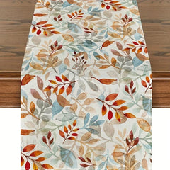 Fall Beige Eucalyptus Leaves Table Runner for Seasonal Kitchen Decor