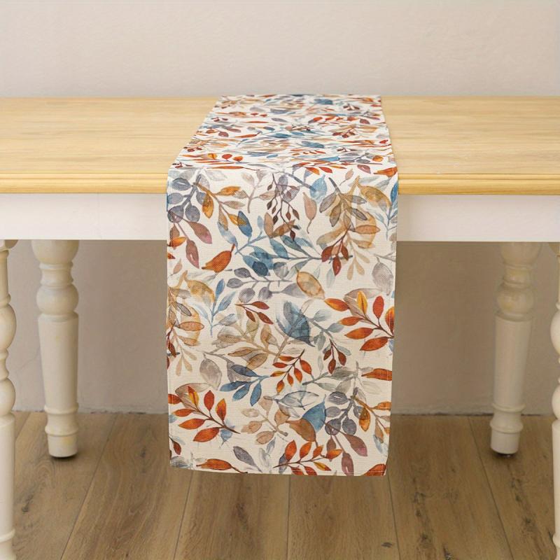 Fall Beige Eucalyptus Leaves Table Runner for Seasonal Kitchen Decor