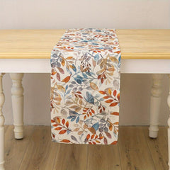 Fall Beige Eucalyptus Leaves Table Runner for Seasonal Kitchen Decor