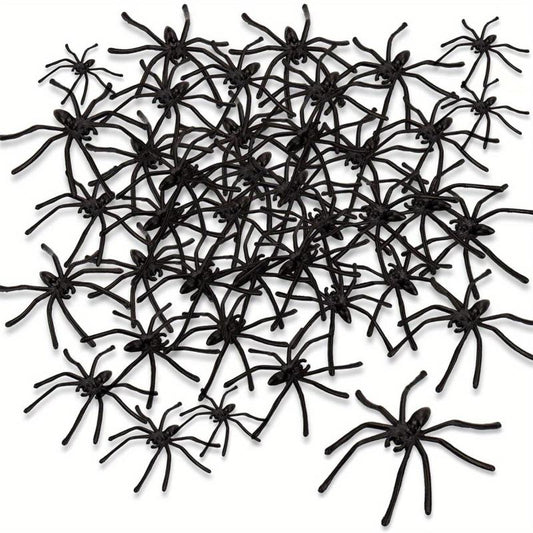 100pcs Halloween Spooky Plastic Spiders Scary Toy Kids Party Decor