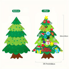 DIY Felt Christmas Tree Set with 32 Ornaments Xmas Decoration