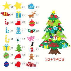 DIY Felt Christmas Tree Set with 32 Ornaments Xmas Decoration