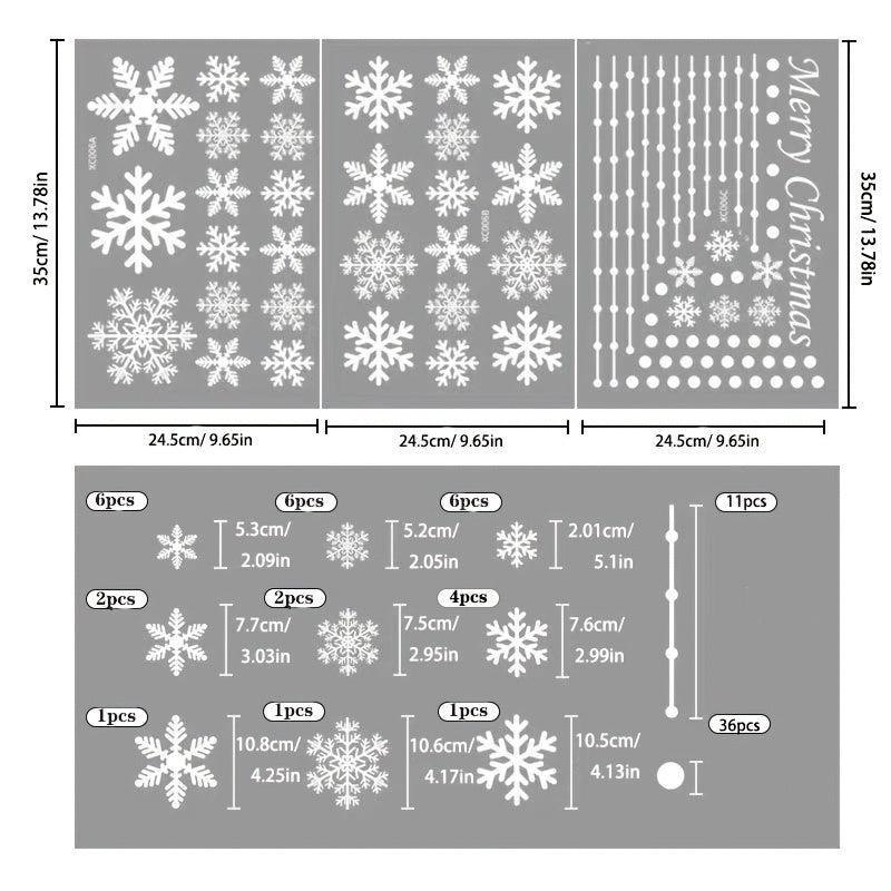 76pcs Christmas Window Decorations Snowflakes Window Clings Decals