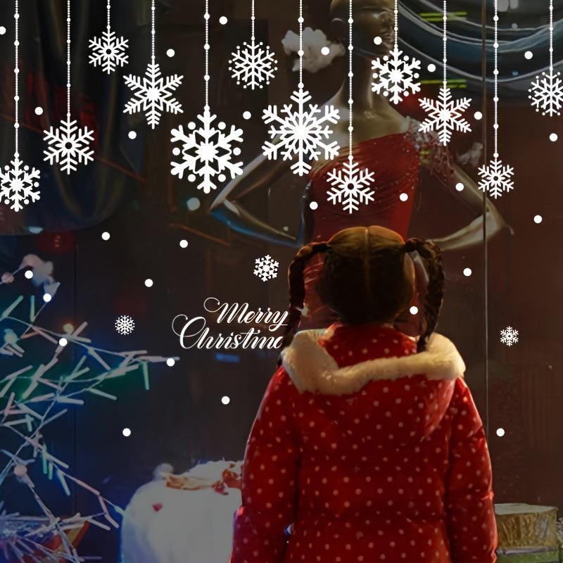 76pcs Christmas Window Decorations Snowflakes Window Clings Decals