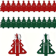 12pcs Christmas Tree Cutlery Holder Felt Fork And Spoon Bag