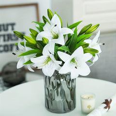 6pcs Artificial Lily Flower Real Touch Flower Arrangement Room Decor