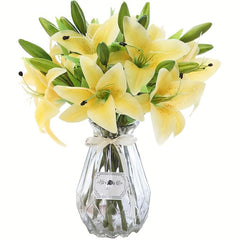 6pcs Artificial Lily Flower Real Touch Flower Arrangement Room Decor