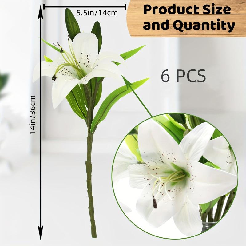 6pcs Artificial Lily Flower Real Touch Flower Arrangement Room Decor