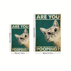 Funny Bathroom Sign Canvas Print Cat Quote Art For Toilet Painting Wall Picture