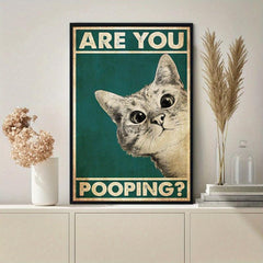Funny Bathroom Sign Canvas Print Cat Quote Art For Toilet Painting Wall Picture