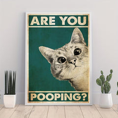 Funny Bathroom Sign Canvas Print Cat Quote Art For Toilet Painting Wall Picture