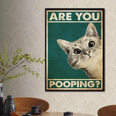 Funny Bathroom Sign Canvas Print Cat Quote Art For Toilet Painting Wall Picture