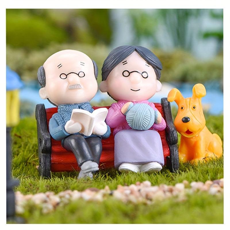 Realistic Old Couple Statue Set for Garden and Home Decor